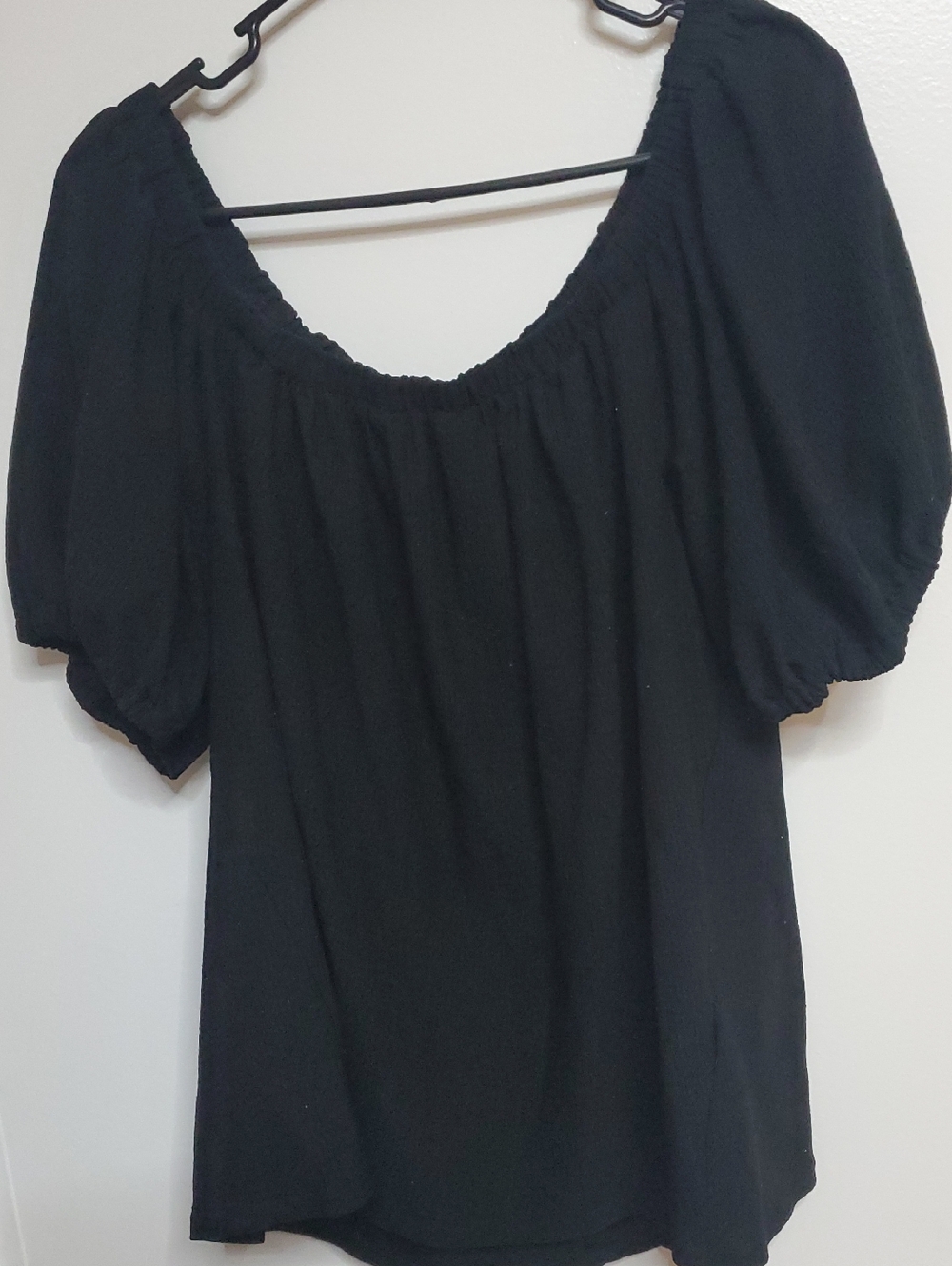 Anthropologie Black Puff Sleeve Peasant Blouse
